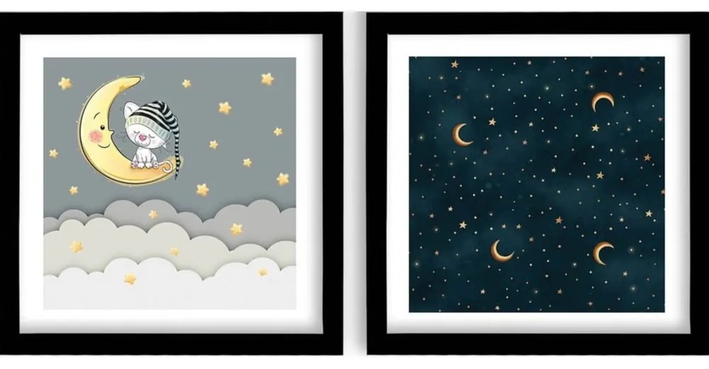 Obrazki dziecięce zestaw 2 szt. 33x68 cm Night – Wallity