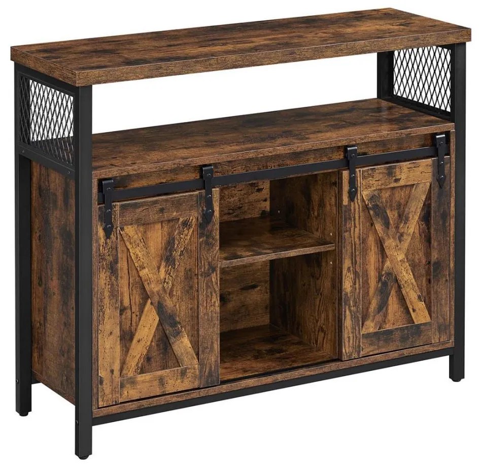 Komoda z przesuwnymi drzwiczkami FIRA brązowa/czarna