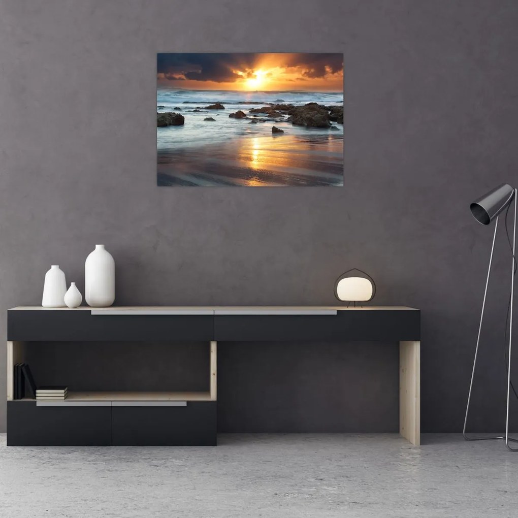 Obraz - Skąpane w słońcu morze (70x50 cm)