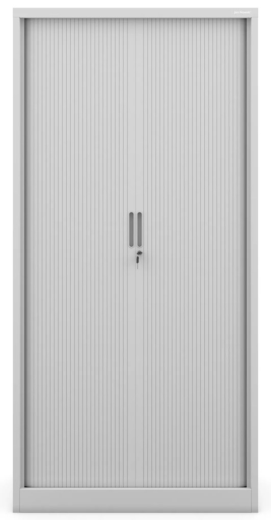 Metalowa szafa biurowa na akta z roletą DAMIAN, 900 x 1850 x 450 mm, szara