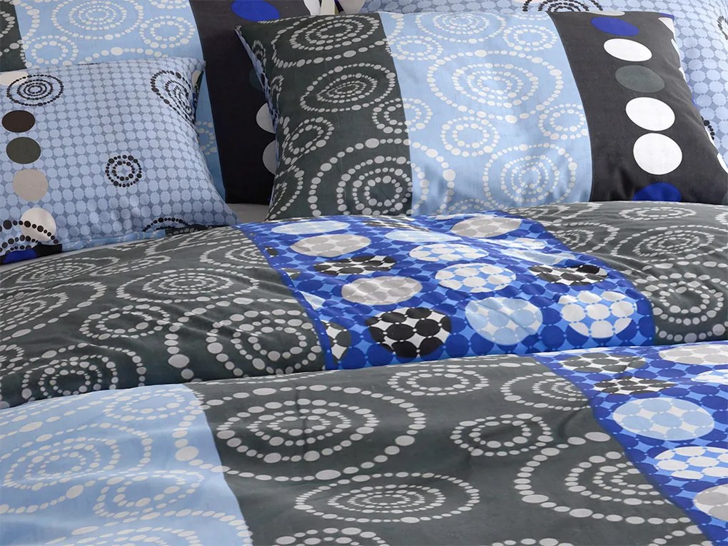 PrzytulneMieszkanie.pl PrzytulneMieszkanie.pl Pościel bawełniana CIRCLES BLUE, niebieska Rozmiar pościeli: 70 x 90 cm | 140 x 200 cm