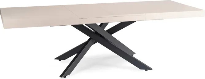 Stół Prostokątny Rozkładany HAMPTON 160-240 cm Kaszmir/Czarny do Jadalni Japandi