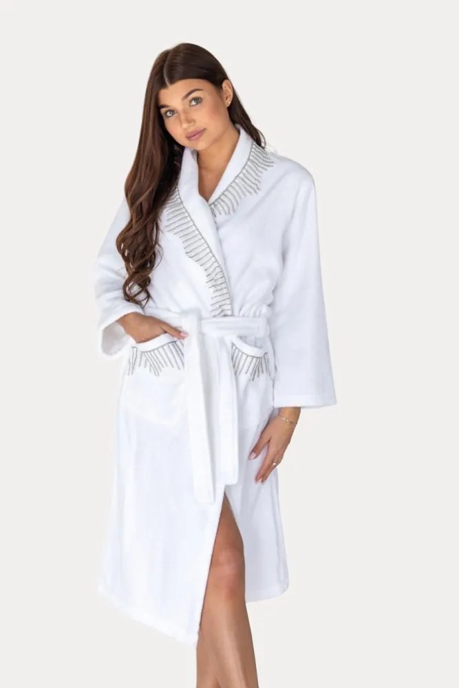 Damski elegancki szlafrok NOVA w ozdobnym opakowaniu XL Biały