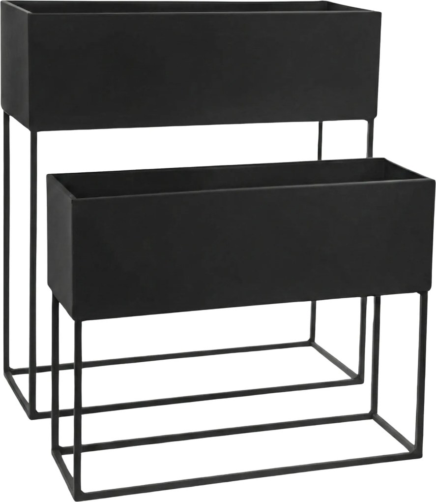 Kwietniki loft metalowe podłużne TINO, 2 stojaki