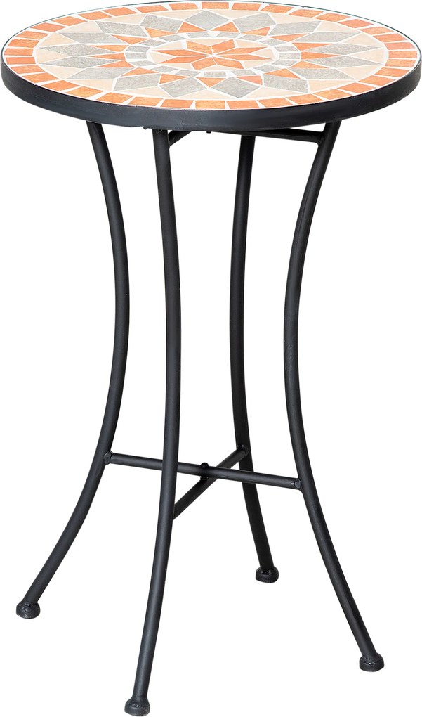 Outsunny Ø 35,5 cm stolik ogrodowy stojak na kwiaty okrągły odporny na warunki pogodowe kwietnik do ogrodu na taras balkon żółty + szary