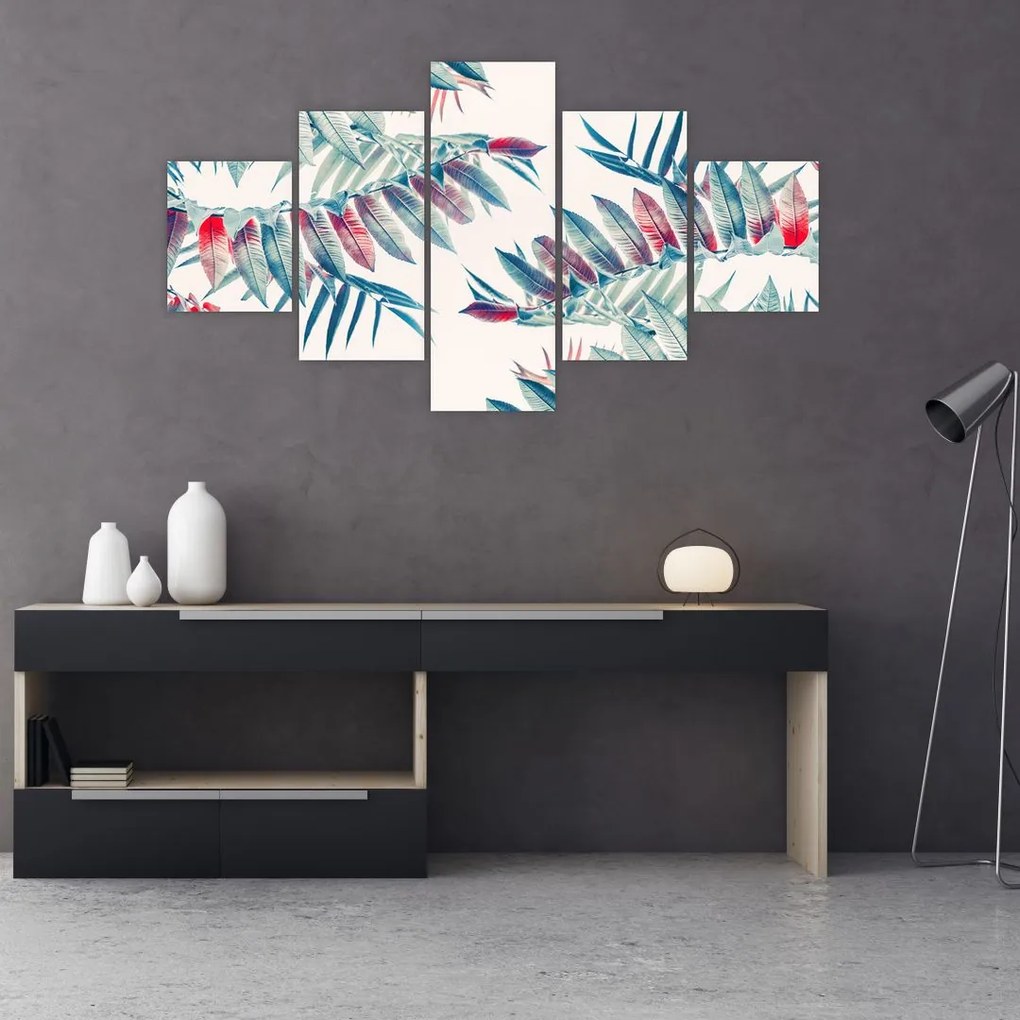 Obraz - Tropikalne liście (125x70 cm)