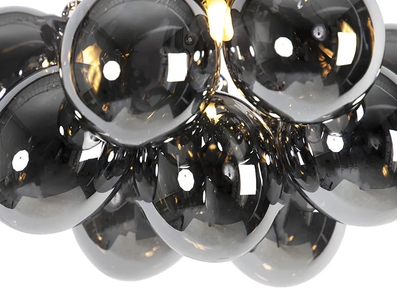 Designerska lampa sufitowa czarna z przydymionym szkłem 3-światła - UvasDesignerski Oswietlenie wewnetrzne
