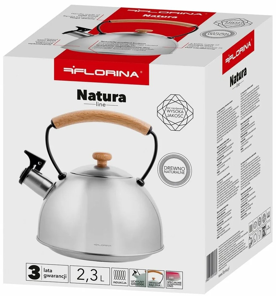 Florina Czajnik nierdzewny Natura Line 2,3 l, srebrny