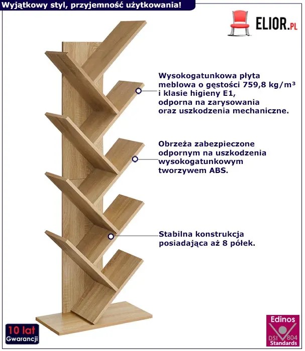 Nowoczesny regał typu drzewko dab sonoma M5-S28