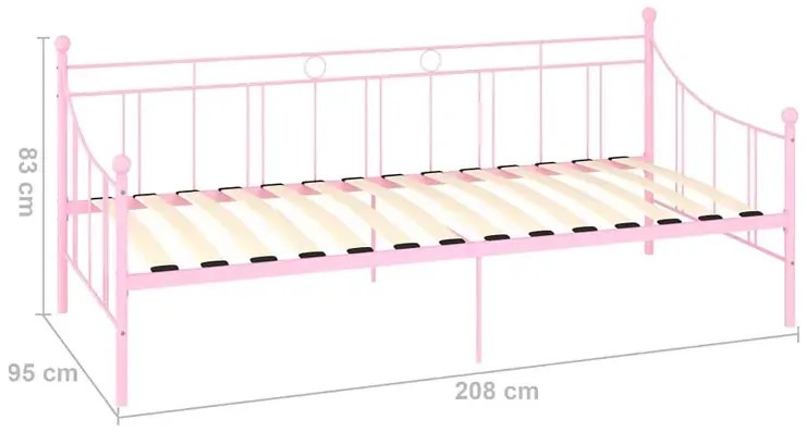 Różowe metalowe łóżko pojedyncze 90x200 cm - Heka