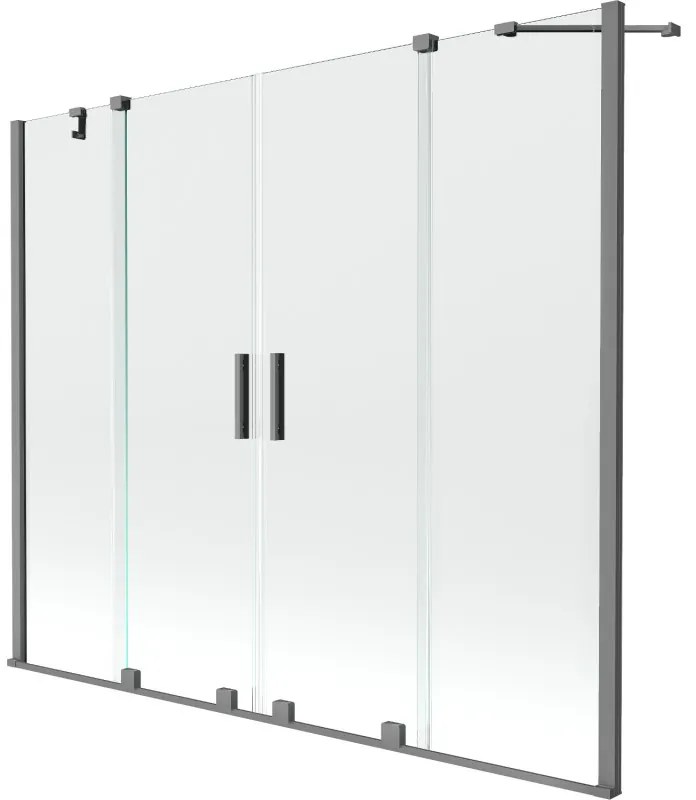 Mexen Velar Duo parawan nawannowy 2-skrzydłowy rozsuwany 170 x 150 cm, transparent, gun metal - 896-170-000-02-95