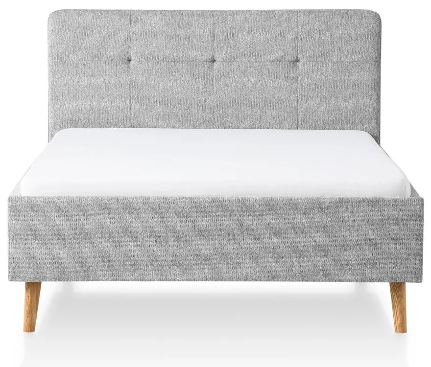 Jasnoszare tapicerowane łóżko dwuosobowe 140x200 cm Smart – Meise Möbel