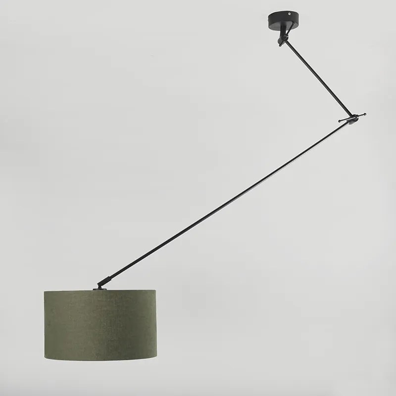 Lampa wisząca czarna z kloszem 35 cm zielonym regulowanym - Blitz Nowoczesny Oswietlenie wewnetrzne