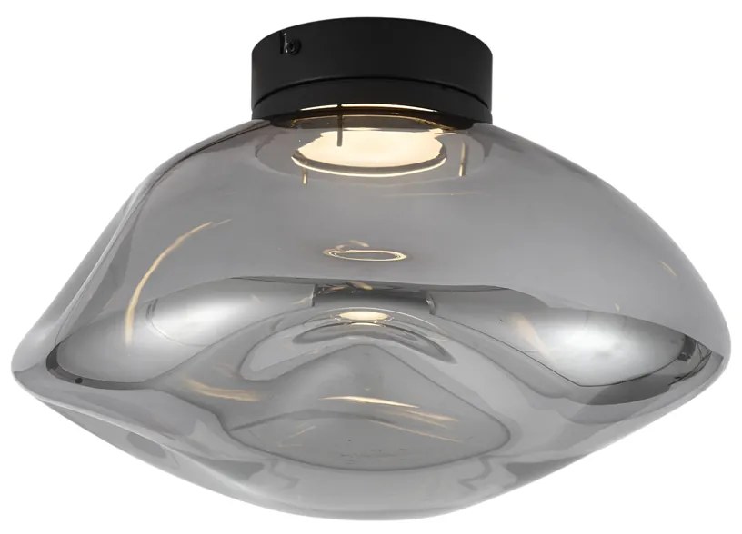 Designerska lampa sufitowa czarna z przydymionym szkłem - GemmaDesignerski Oswietlenie wewnetrzne