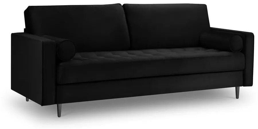 Czarna aksamitna sofa Milo Casa Santo, 219 cm