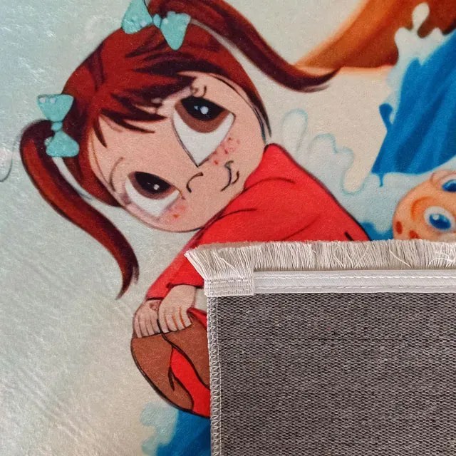 Prostokątny dywan dla dziecka wodne zwierzątka G8-E81