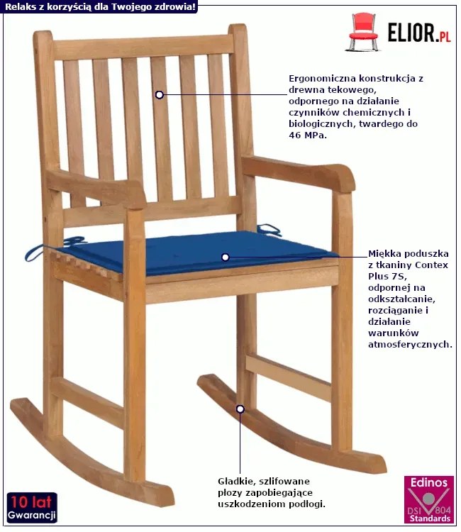 Fotel bujany z kobaltową poduszką H2-D55