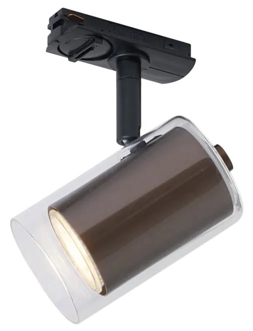 Nowoczesny reflektor ciemny brąz z przezroczystym szkłem do systemu szynowego 1-fazowego - Iconic Lloyd Nowoczesny Oswietlenie wewnetrzne