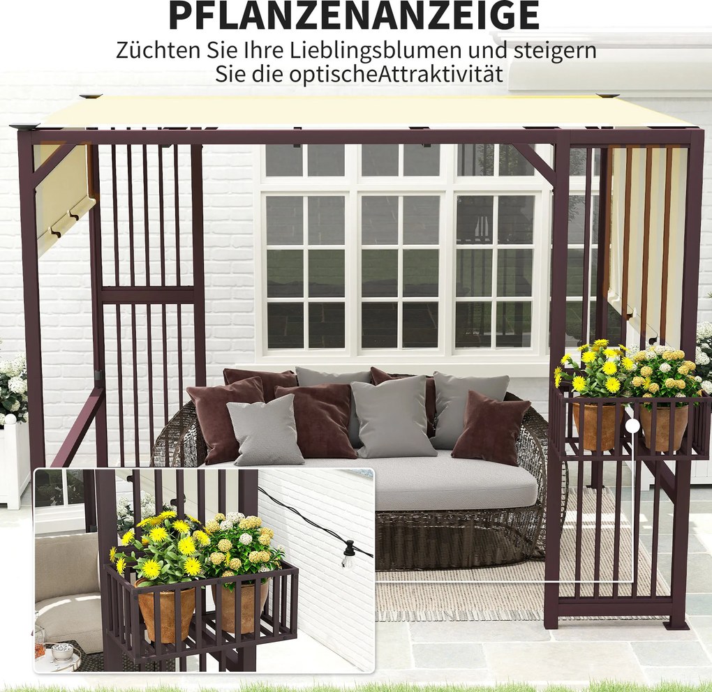 Outsunny pergola ogrodowa 3x25m z regulowanym daszkiem ochrona UV30+ stabilny pawilon na taras i ogród ciemnobrązowy | Aosom PL
