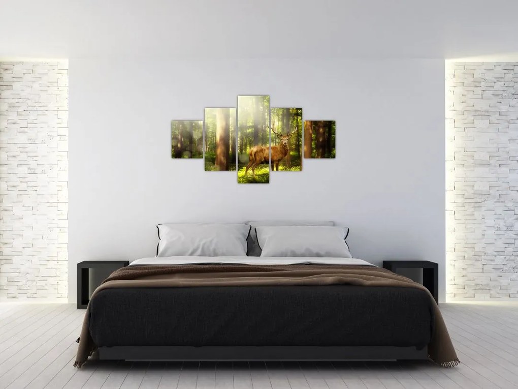 Obraz jelenia w lesie (125x70 cm)