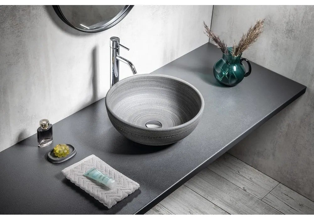 Szara ceramiczna okrągła umywalka ø 41 cm Priori – Sapho