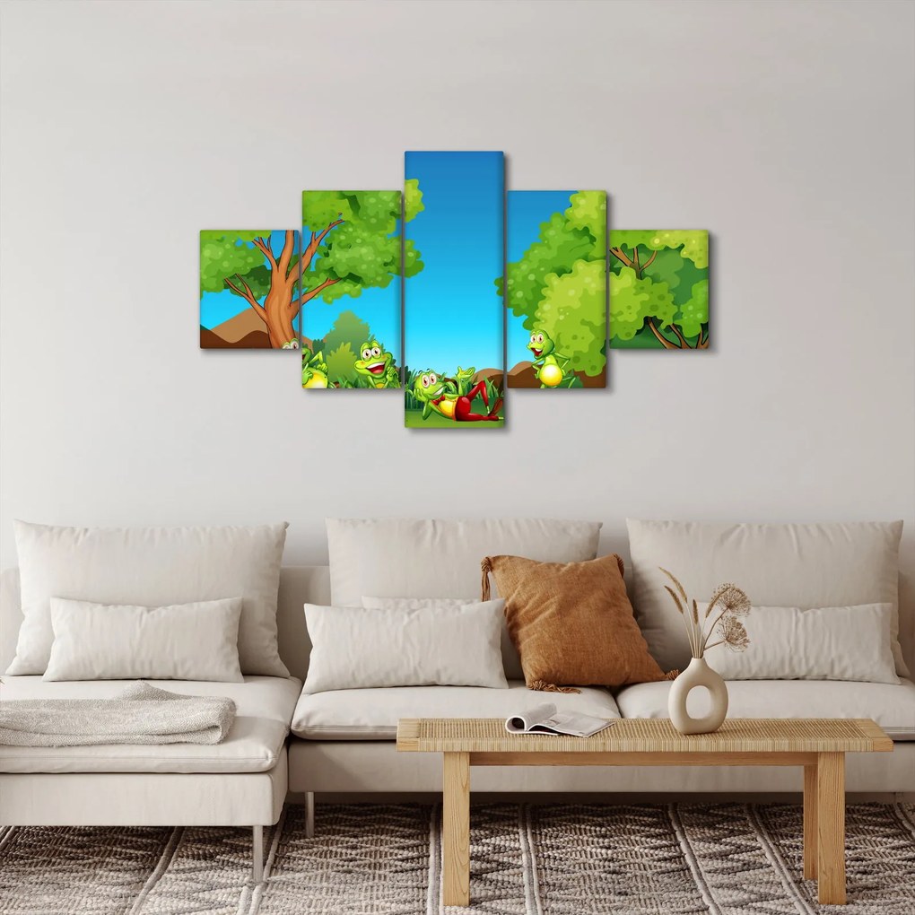 Obraz - Wesołe żaby (125x70 cm)