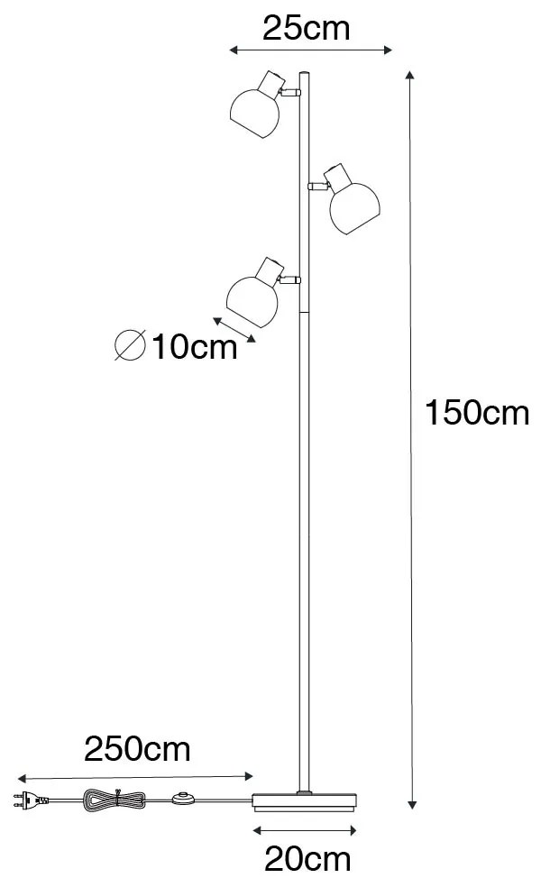 Lampa podłogowa art deco złota z zielonym szkłem 3-światła - Vidro