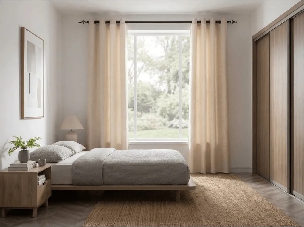 Zasłona zaciemniająca DUNES VELVET 140x250 cm, kremowa Zawieszanie: Metalowe pierścienie