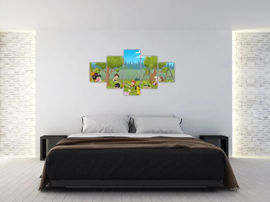 Obraz - Dzieci na placu zabaw (125x70 cm)