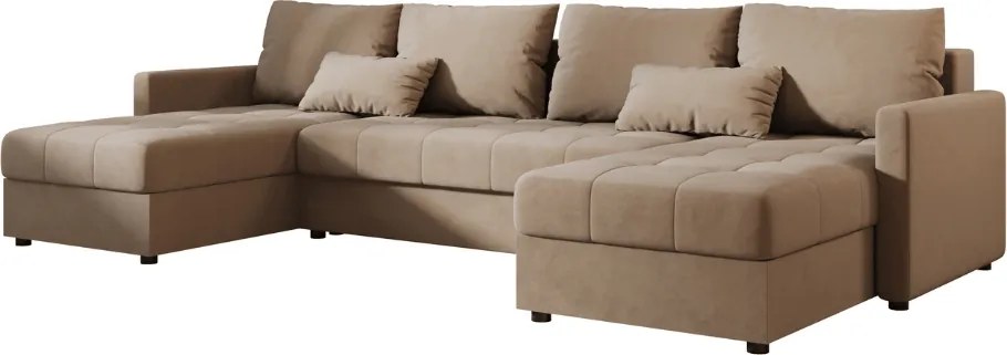 Rozkładana sofa narożna w kształcie U VENORIA 285x146 cm, beżowa + 2 poduszki GRATIS
