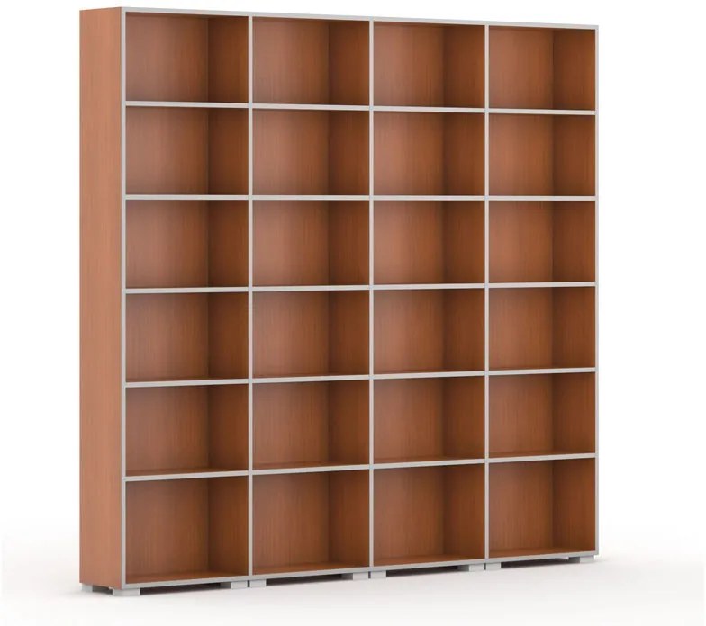 Biblioteka SILVER LINE, 4 kolumny, 2230 x 2400 x 400 mm, czereśnia