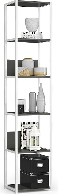 Regał loft AKORD metalowy Biały 40 cm kolor Szary mat 6 półek 40x32x192 cm