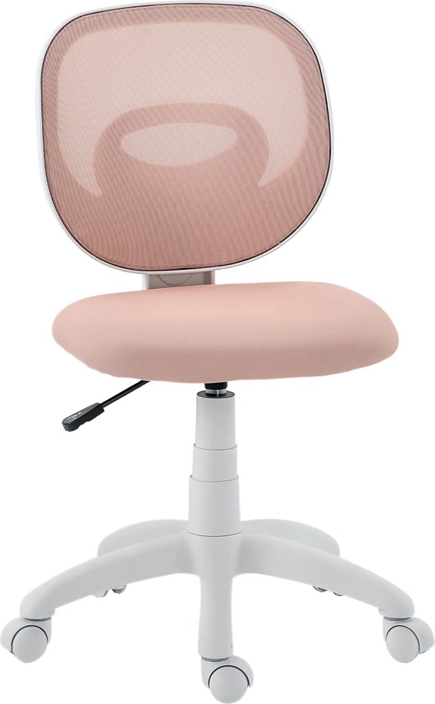 HOMCOM Krzesło biurowe ergonomiczne z C-kształtnym oparciem, regulowana wysokość, różowe