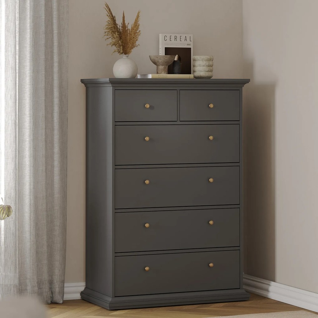 Wysoka komoda Paris 4+2 kolor szary