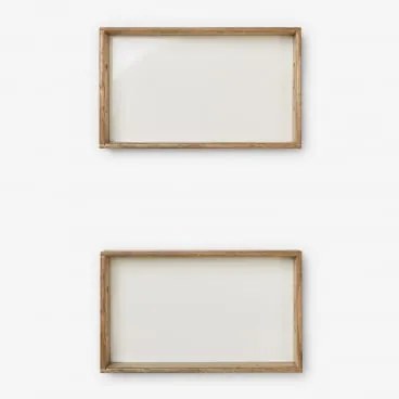 Zestaw 2 Prostokątnych Dekoracyjnych Tac Z Drewna Mango Fruela Jasne Drewno Mango - Sklum