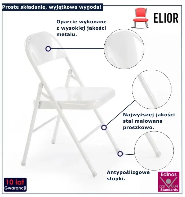 Białe składane krzesło - Eoso 4X