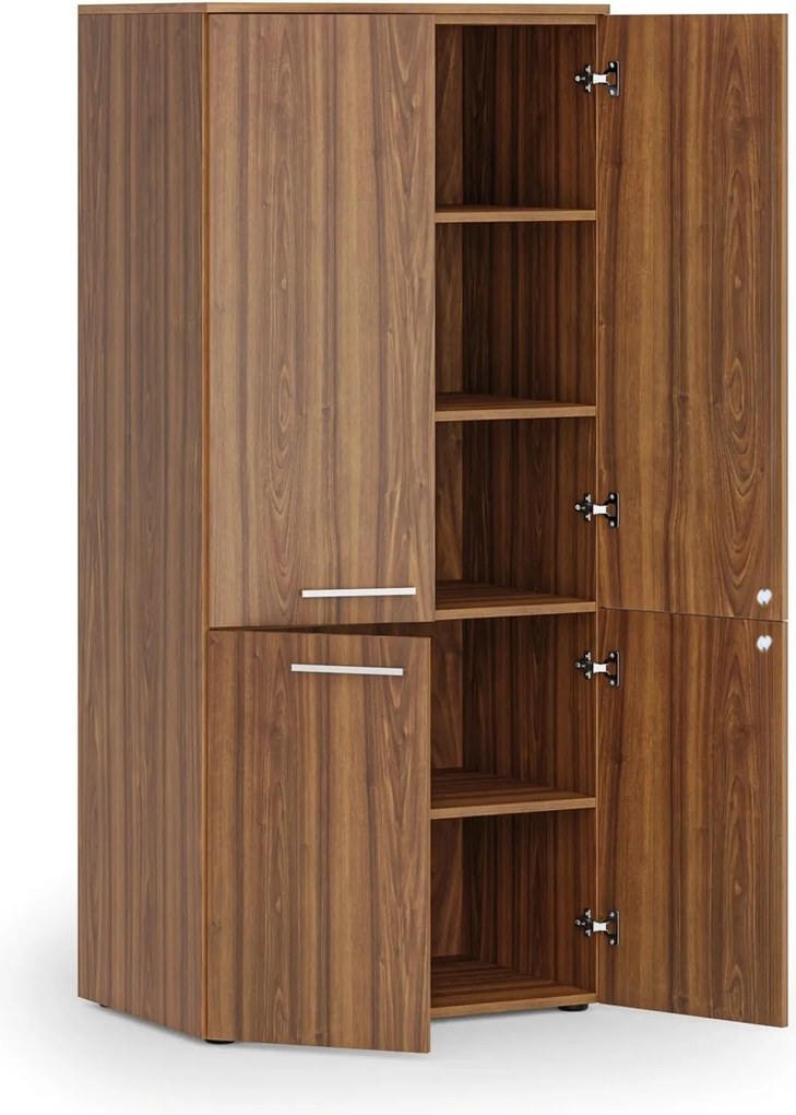 Szafa biurowa pół-drzwi PRIMO WOOD, 800 x 500 x 1781 mm, orzech