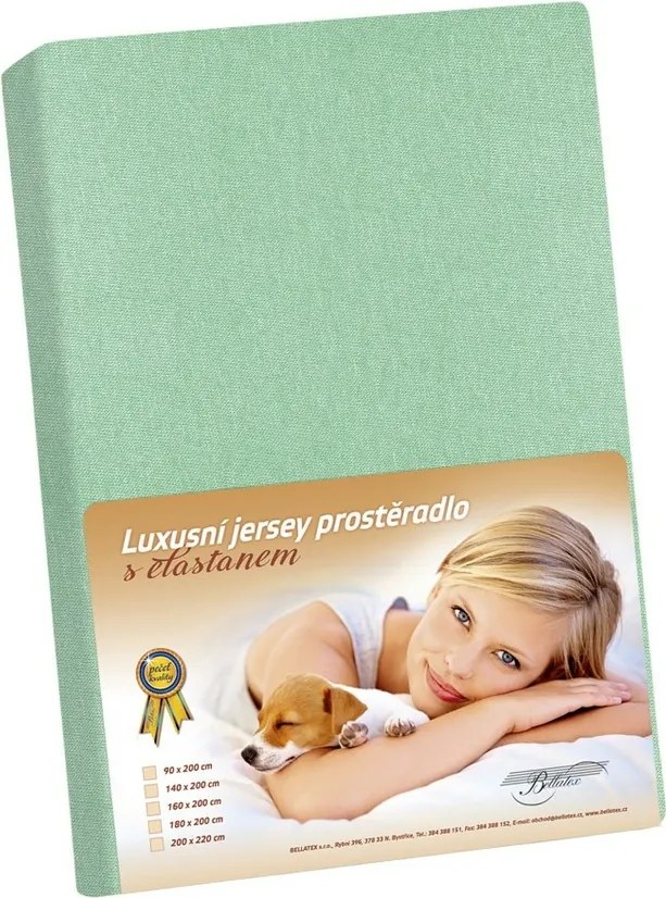 Bellatex Prześcieradło z elastanem Jersey, jasnozielony