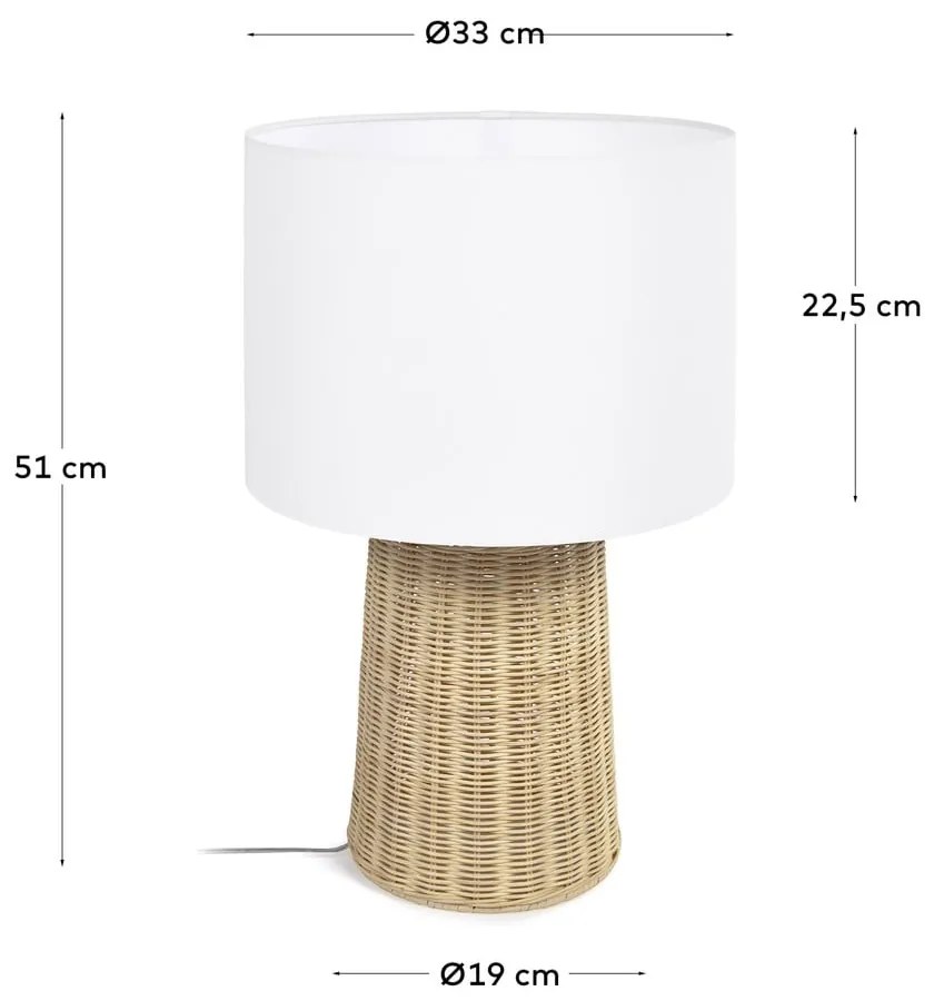 Naturalna lampa stołowa z tekstylnym kloszem (wys. 51 cm) Kimjit – Kave Home