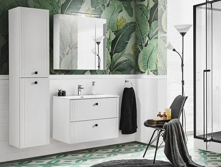 Biała ceramiczna umywalka meblowa - Kenet 80 cm