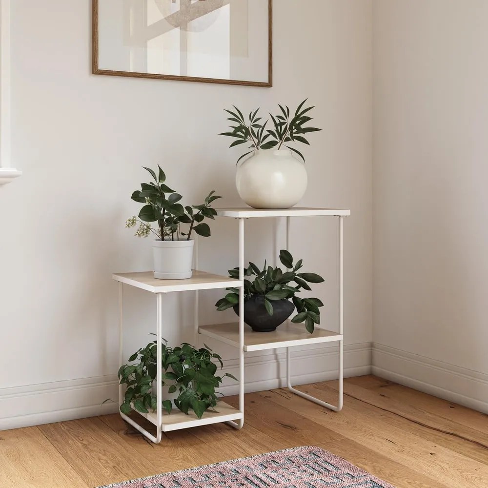 Biała konsola z blatem w dekorze jesionu 35x67 cm Dante – Støraa