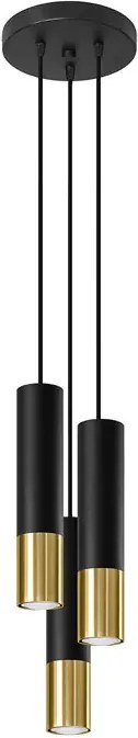 Czarno-złota potrójna lampa wisząca tuba K1-D96