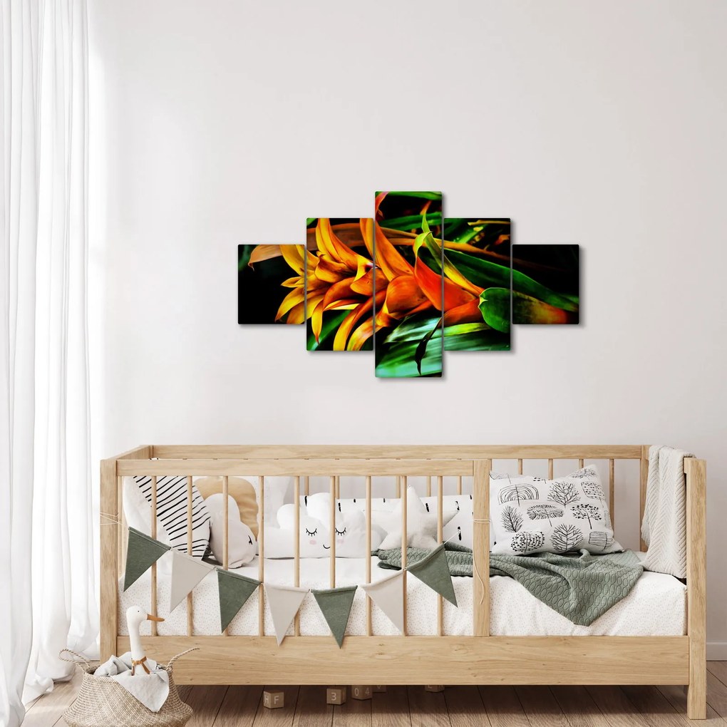 Obraz pomarańczowego kwiatu (125x70 cm)