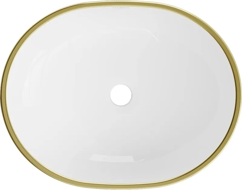 Mexen Viki umywalka nablatowa 48 x 35 cm, biała/złota rant - 21054805