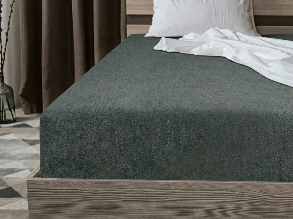 PrzytulneMieszkanie.pl Frotte prześcieradło EXCLUSIVE zielonoszare 200x220 cm