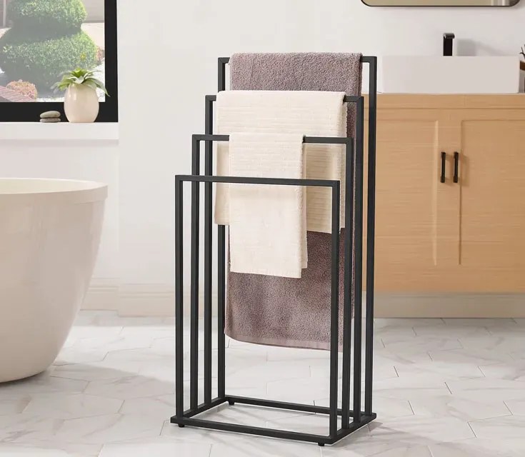 Czarny metalowy stojak na ręczniki S5-E76