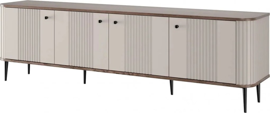 Szafka RTV Vesper 4D 187 cm - kaszmir / orzech / czarne nogi