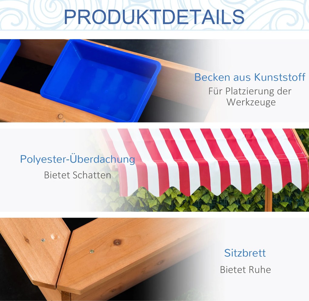 Outsunny Piaskownica drewniana z regulowanym dachem dla dzieci 3-7 lat 107 5x107 5x110 cm żółta | Aosom PL