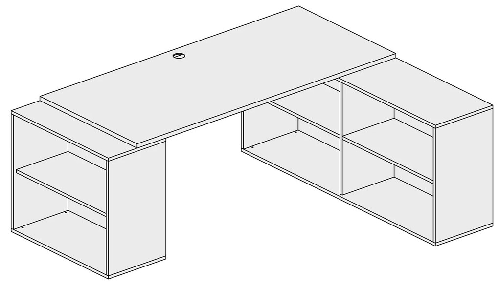 PLAN Biurko z przestrzenią do przechowywania BLOCK B01, biały/grafit