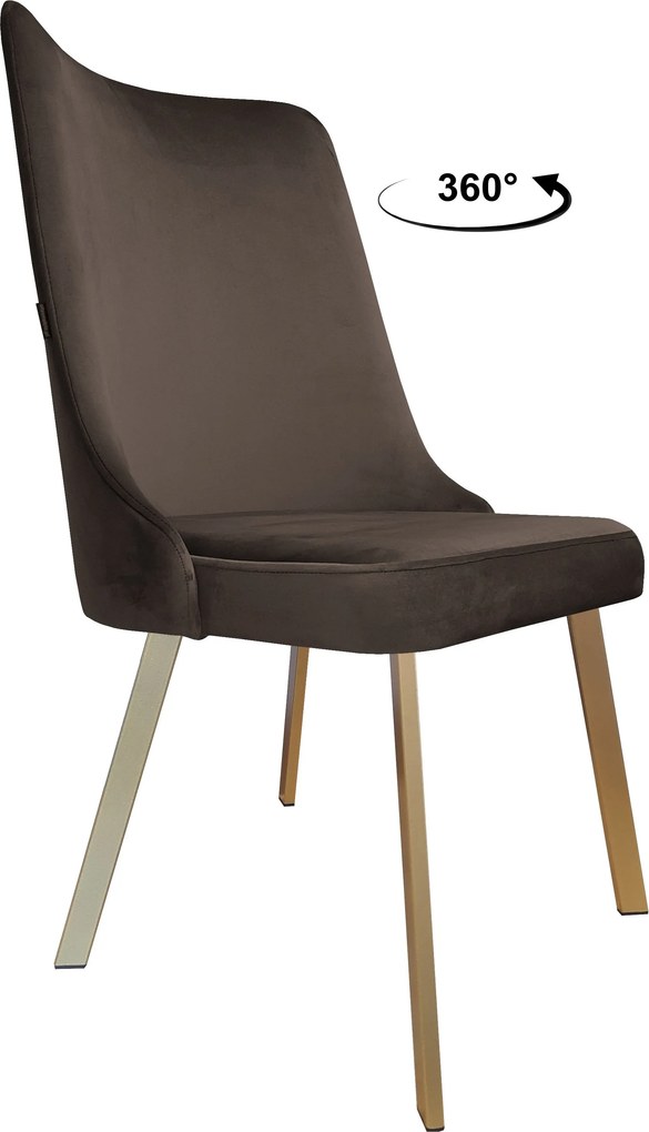 Krzesło Victor tkanina Welur noga metalowa krzesło tapicerowane premium : Kolor nogi - Złota profil, Kolor tkaniny - VELVET - MG05, Typ siedziska - Siedzisko obrotowe 360°